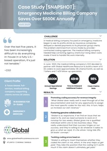 Case Study Emergency Medicine Billing Company  Saves Over $600K Annually 